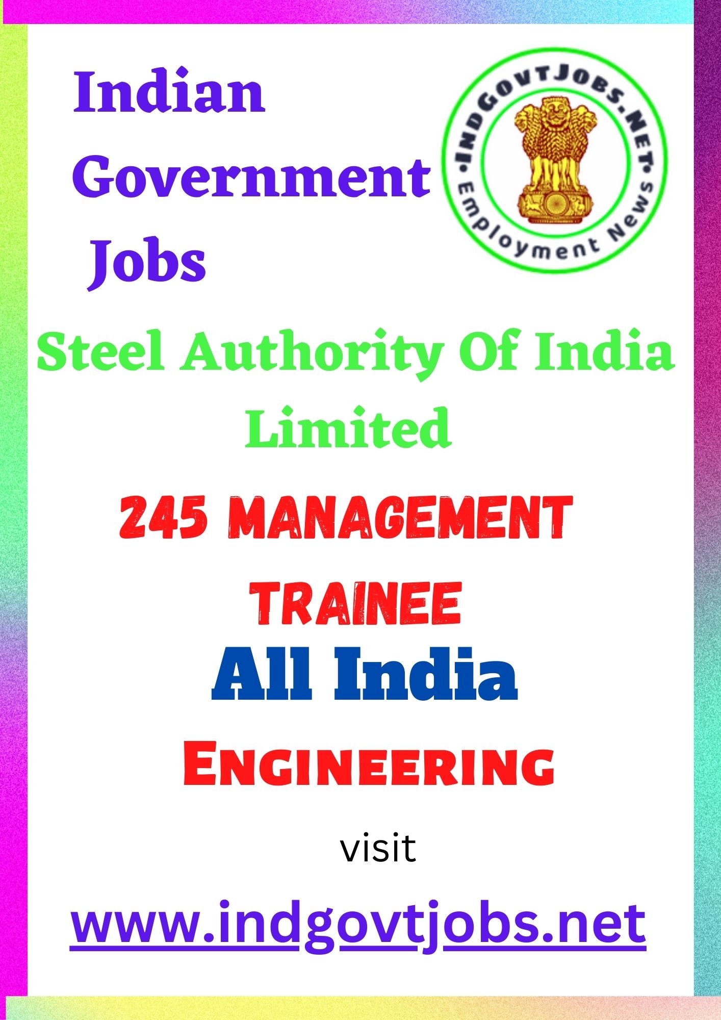SAIL Recruitment 2022 – 245 Management Trainee