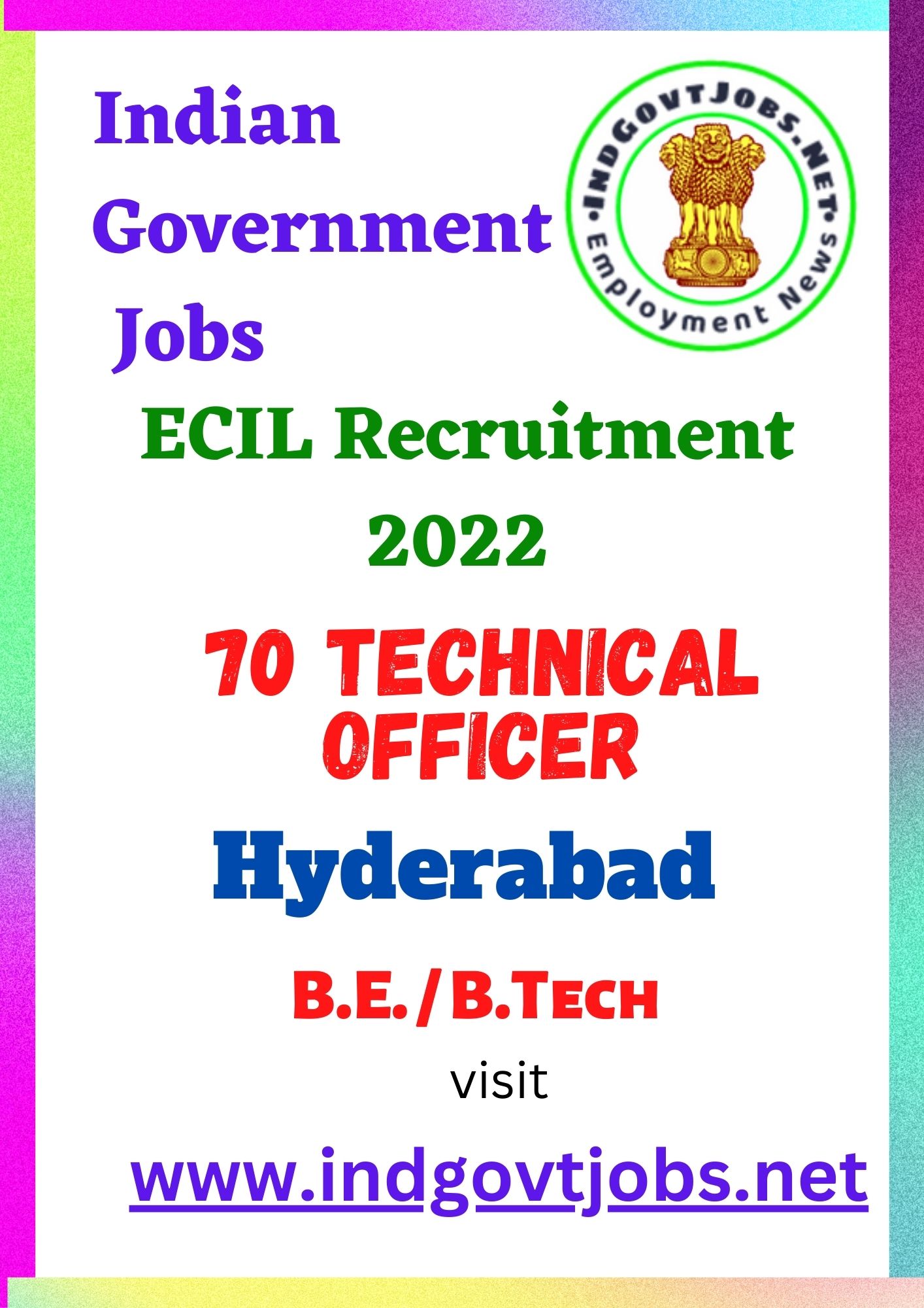 ECIL Recruitment - 70 Technical Officer Best Job Vacancy 2022