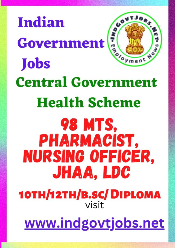 CGHS Recruitment - 98 MTS, Pharmacist & Other Best Job Vacancy 2022