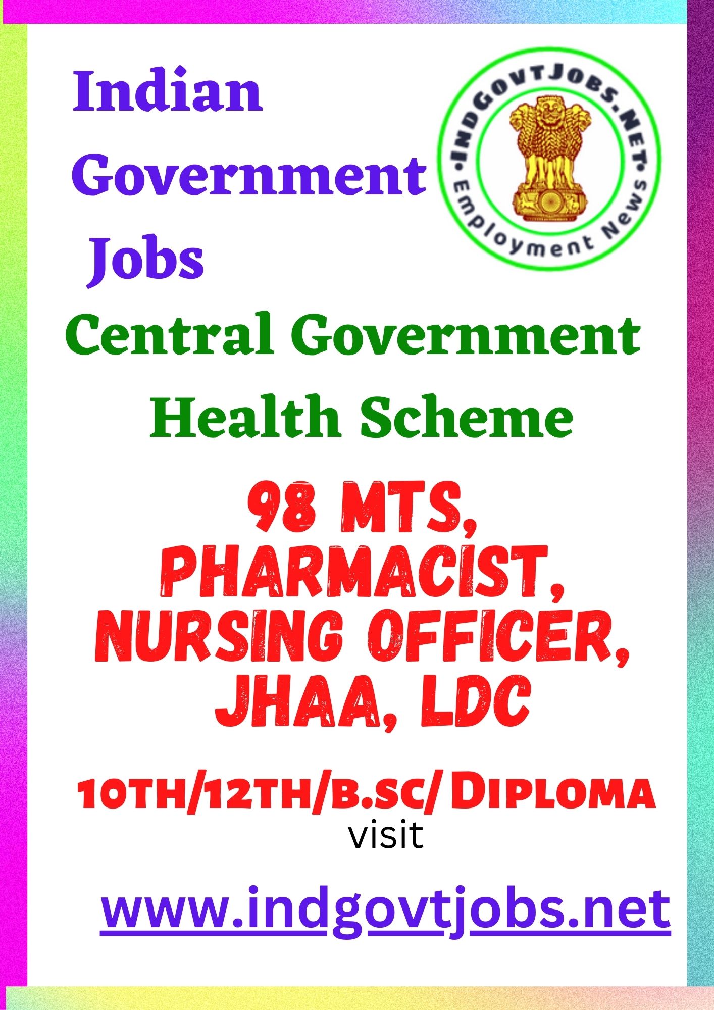 CGHS Recruitment - 98 MTS, Pharmacist & Other Best Job Vacancy 2022