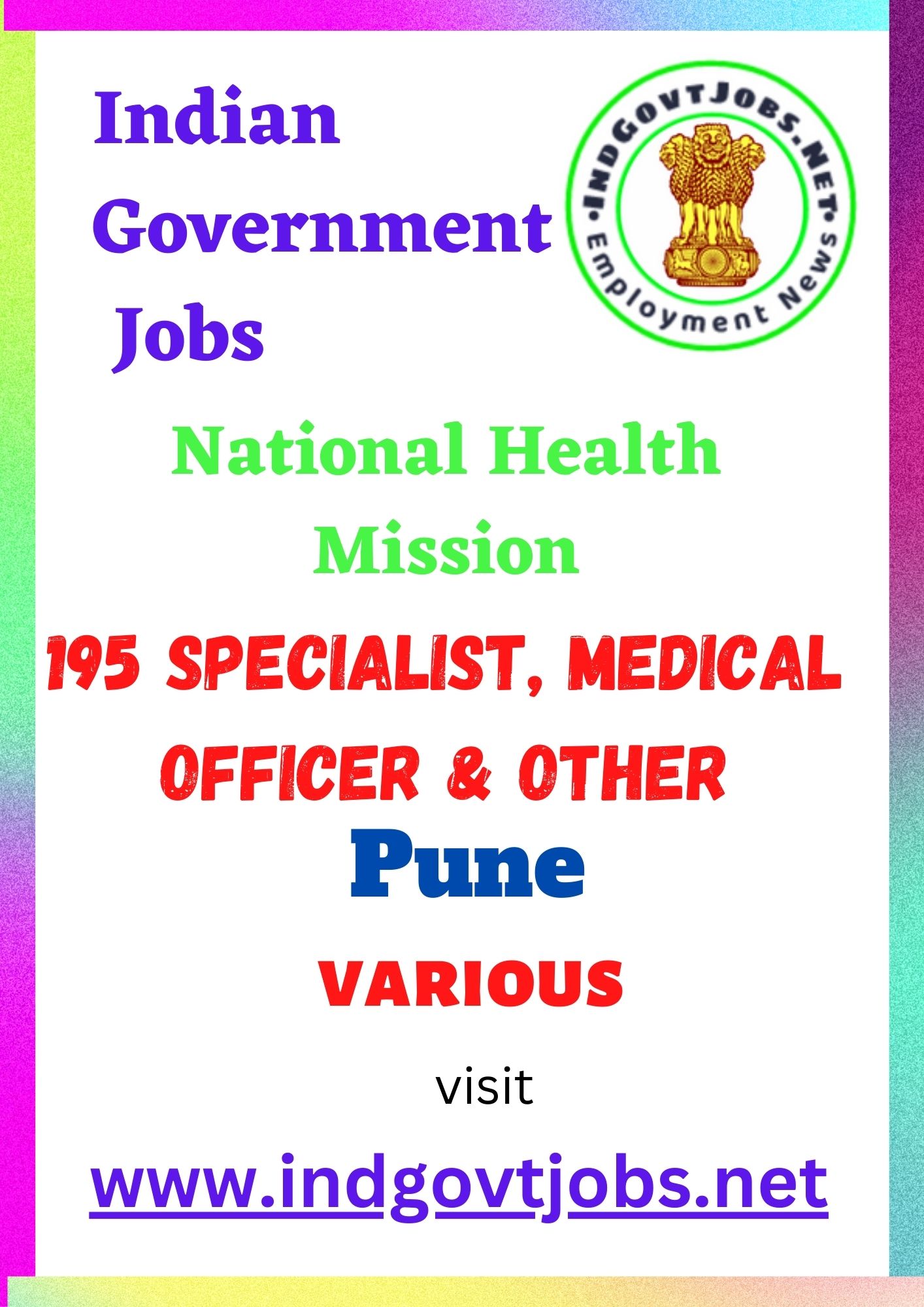 NHM, Pune Recruitment 2022 - 195 Specialist, Medical Officer & Other Apply Ofline