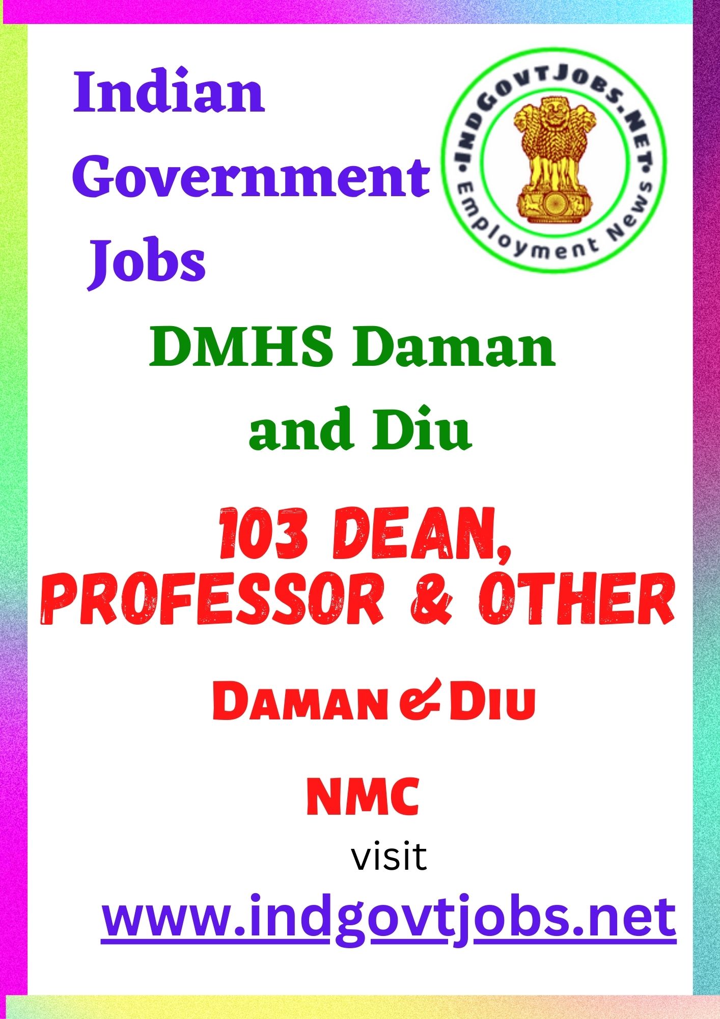 DMHS Daman and Diu Recruitment -103 Dean, Professor & Other Best Job Vacancy 2022