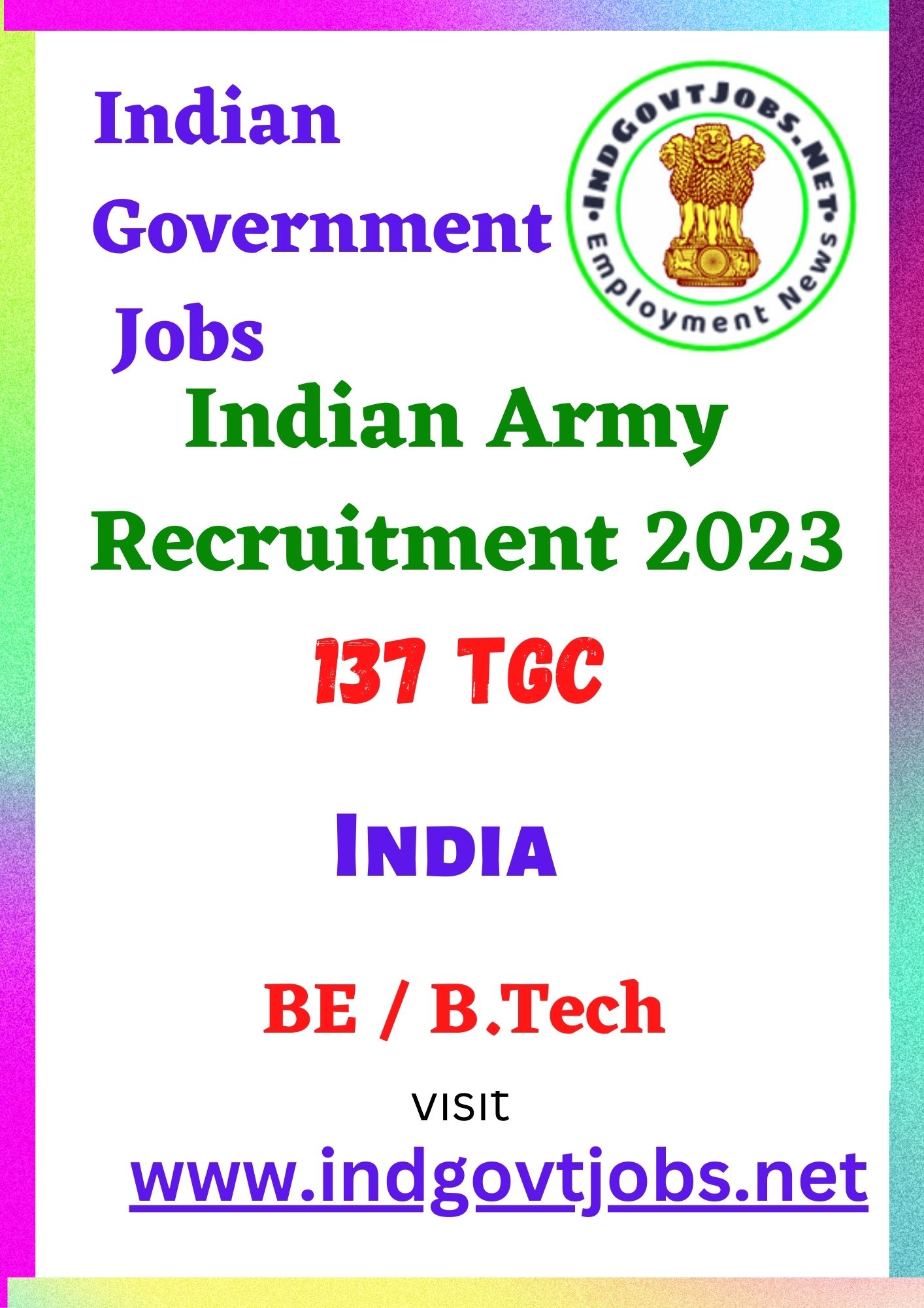 Indian Army Best Job Vacancy 2022 - 137 TGC (Jul 2023) Recruitment