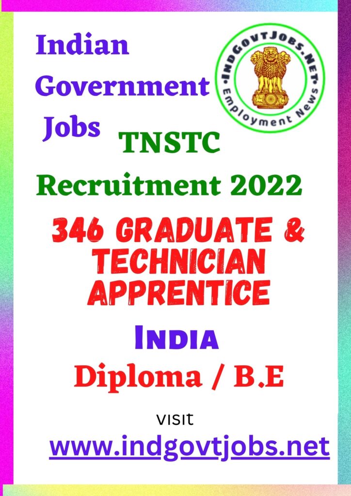 TNSTC Recruitment - 346 Graduate & Technician Apprentice Best Job Vacancy 2022