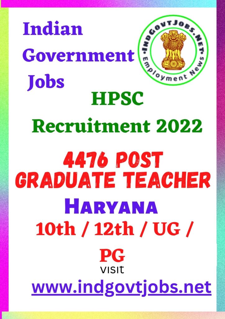 HPSC Recruitment - 4476 Post Graduate Teacher Best Job Vacancy 2023