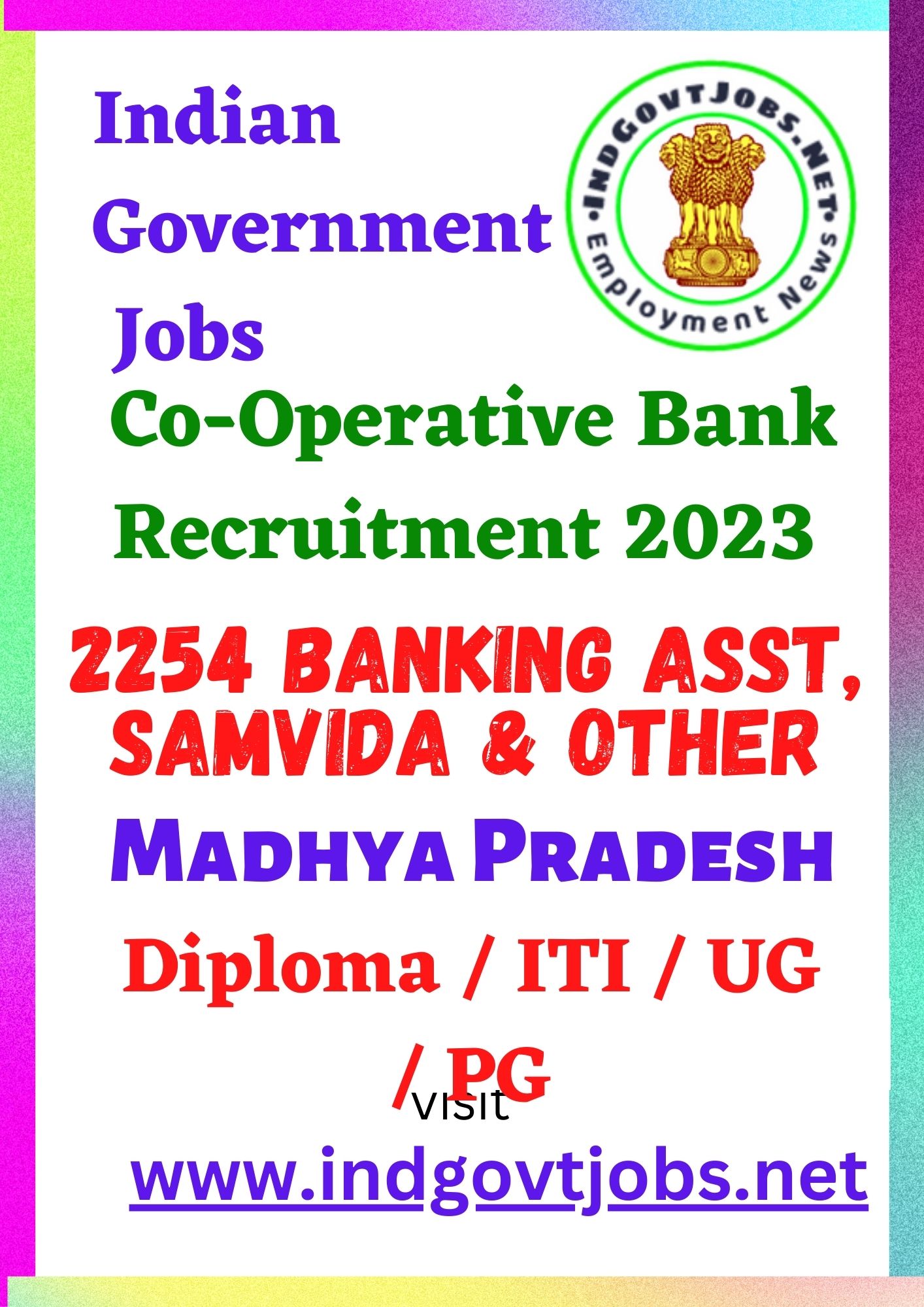 Co-Operative Bank MP Recruitment - 2254 Banking Asst, Samvida & Other Best Job Vacancy 2022