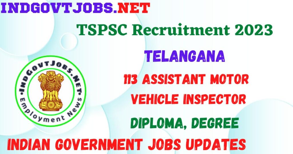 TSPSC AMVI Recruitment 2023 - 113 Assistant Motor Vehicle Inspector Best Job Vacancy