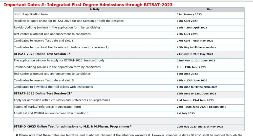 BITSAT 2023 - BITS Entrance Test 2023 Apply Online