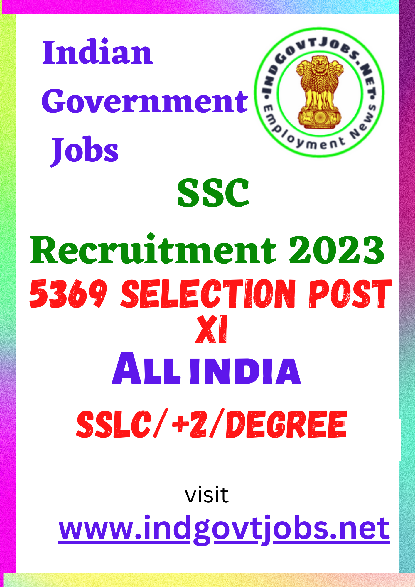 SSC Recruitment 2023 5369 Selection Post