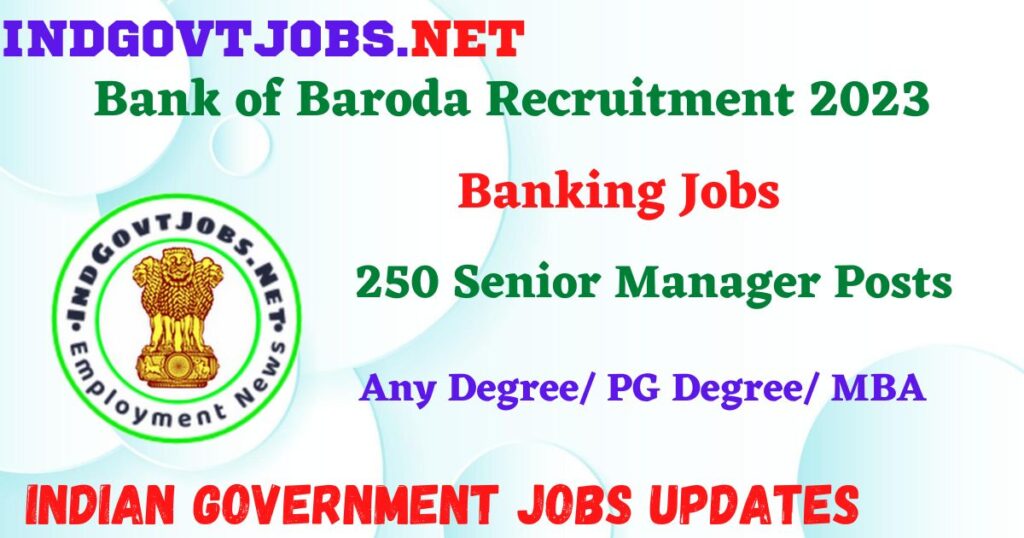 Bank of Baroda Recruitment 2023 – 250 Senior Manager Posts Employment News