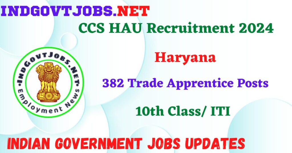 CCS HAU Recruitment 2024 – 382 Trade Apprentice Posts Indgovtjobs