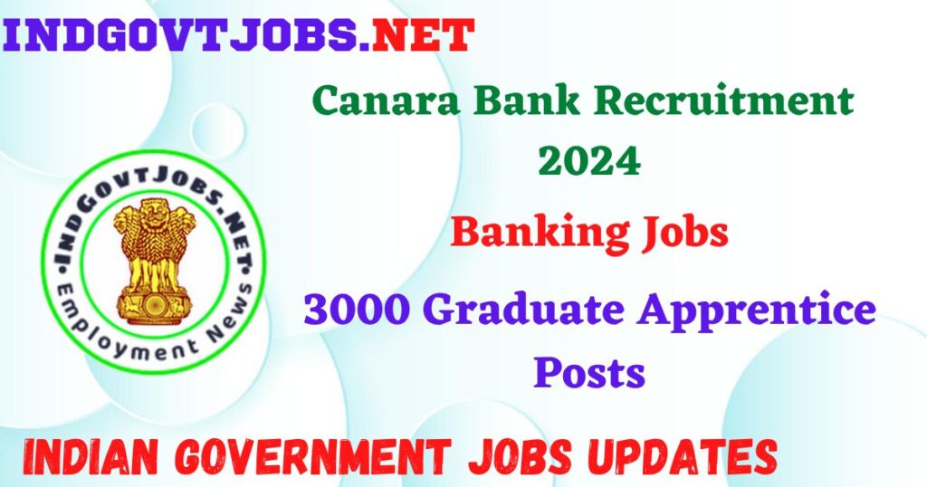Canara Bank Recruitment 2024 – 3000 Graduate Apprentice Posts IndGovtjobs