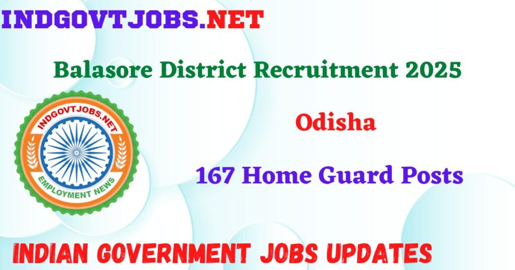 Balasore District Recruitment 2025 - 167 Home Guard Posts IndGovtjobs