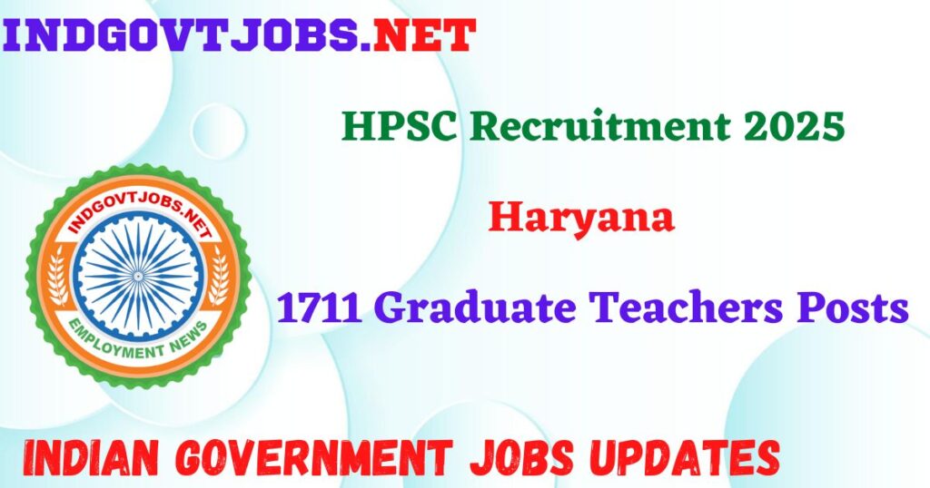 HPSC Recruitment 2025 - 1711 Graduate Teachers Posts IndGovtjobs

